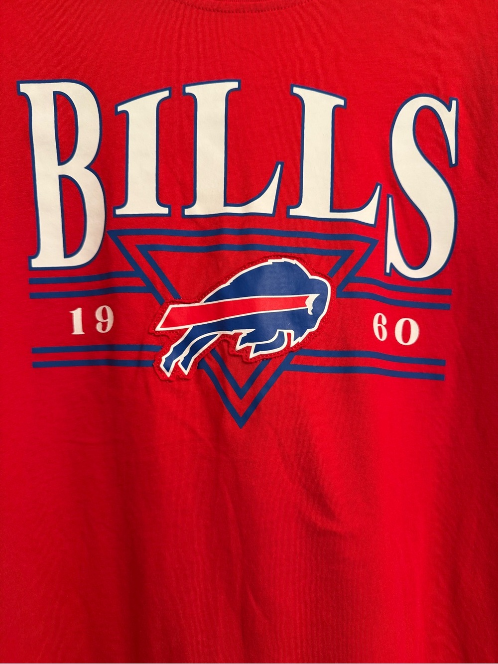 NFL Red Buffalo Bills Graphic Tee with Blue & White Embellished Logo - Picture 3 of 8